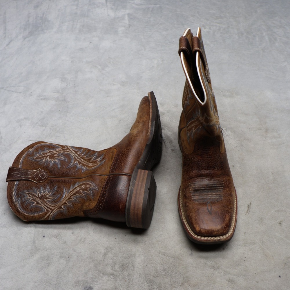 Ariat Men 8D/7.5D Quickdraw Western Boots Brown Leather Western Pull-On Mismatch